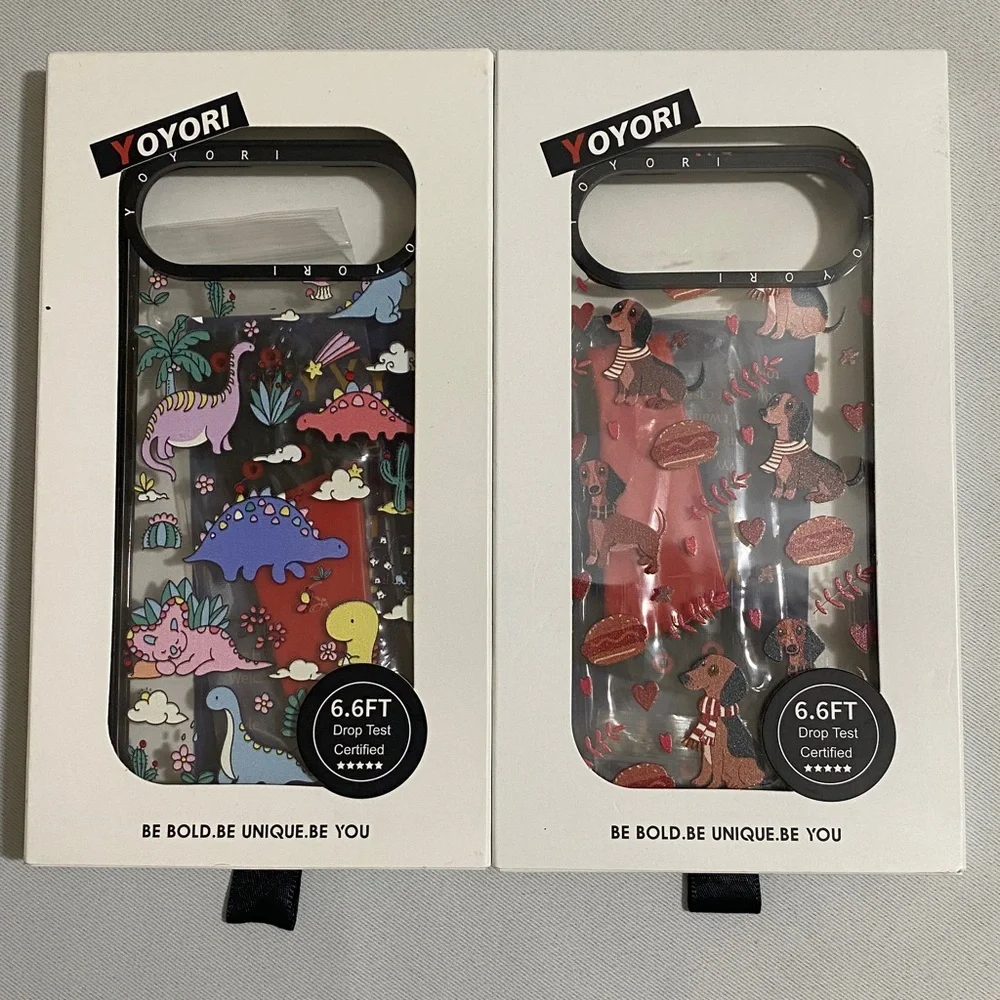 Lot of 2--YOYORI Protective Phone Cases w Dinosaur & Dog Prints for iPhone 17